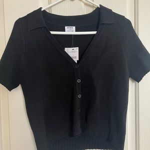 NWT Cotton On Twiggy Short Sleeve Jacquard Polo Top